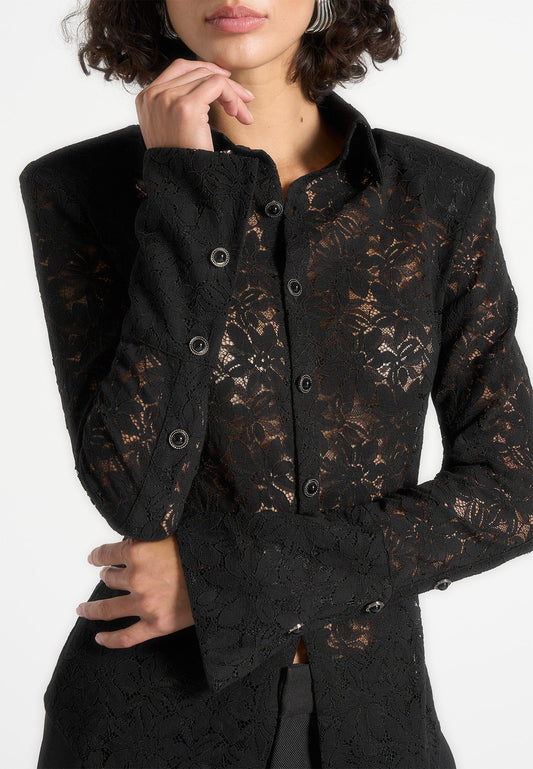 CAMISA DE ENCAJE NEGRA ELEGANTE PARA MUJER - Ada Cepeda Shop