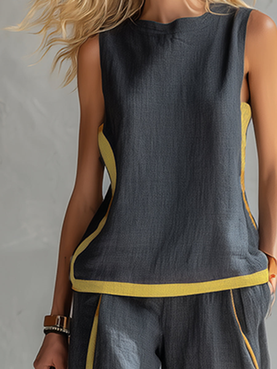 LEILA|CONJUNTO DE CHALECO Y PANTALONES