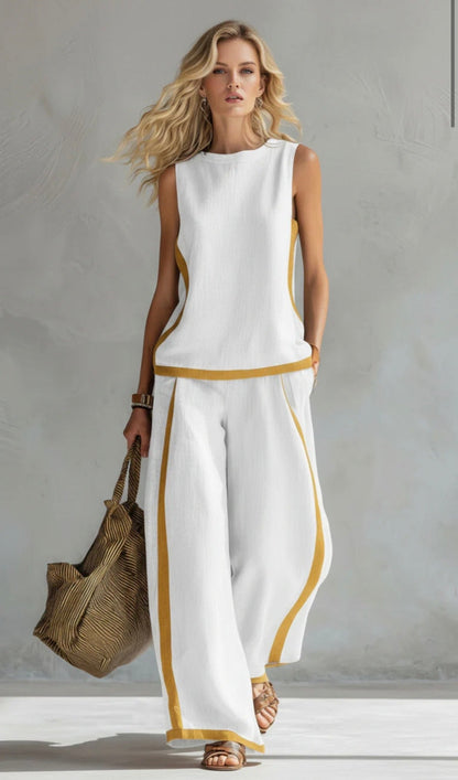 LEILA|CONJUNTO DE CHALECO Y PANTALONES