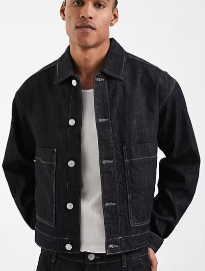 Chaqueta vaquera azul añil oscuro de estilo worker - Ada Cepeda Shop