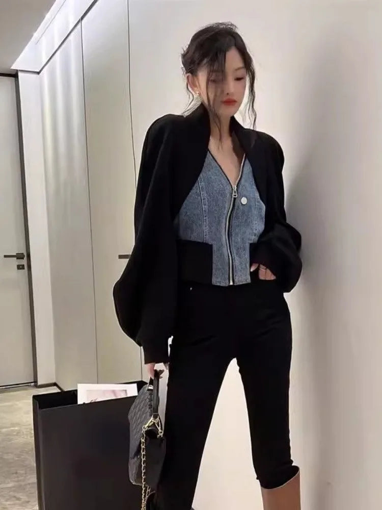 LUKK|CHAQUETA CROP MANGA GLOBO CON DETALLE FRONTAL - Ada Cepeda Shop