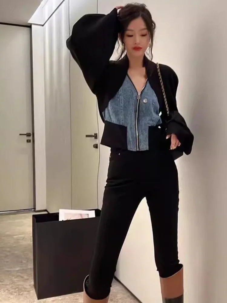 LUKK|CHAQUETA CROP MANGA GLOBO CON DETALLE FRONTAL - Ada Cepeda Shop