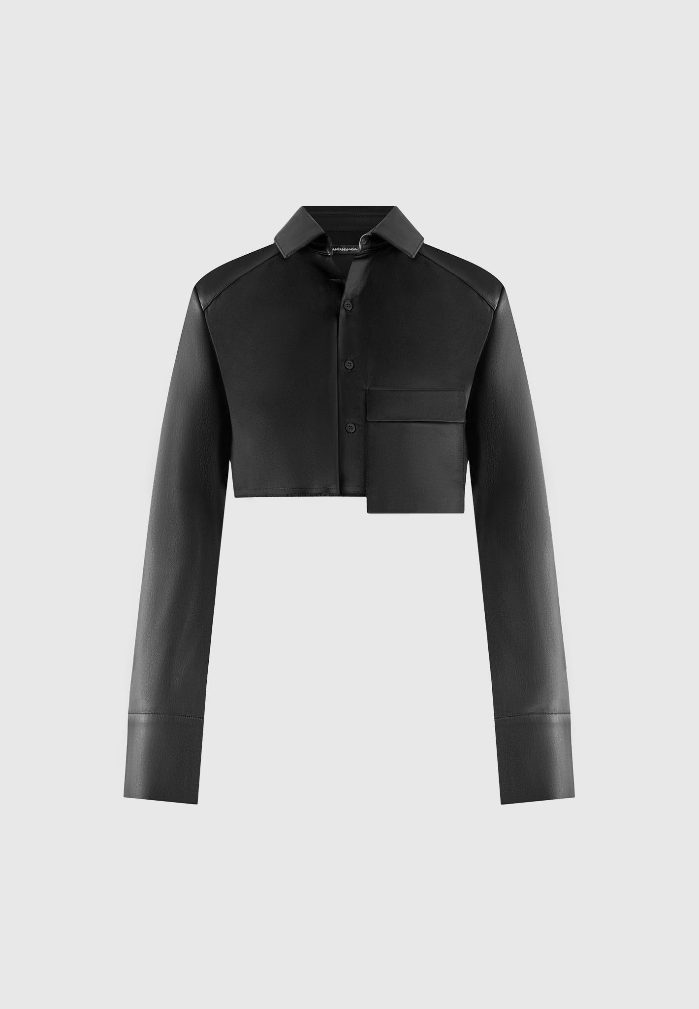 CAMISA CROP NEGRA DE DISEÑO MODERNO PARA MUJER - Ada Cepeda Shop