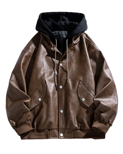 JOMP|ELEGANTE CHAQUETA DE PIEL CON CAPUCHA - Ada Cepeda Shop