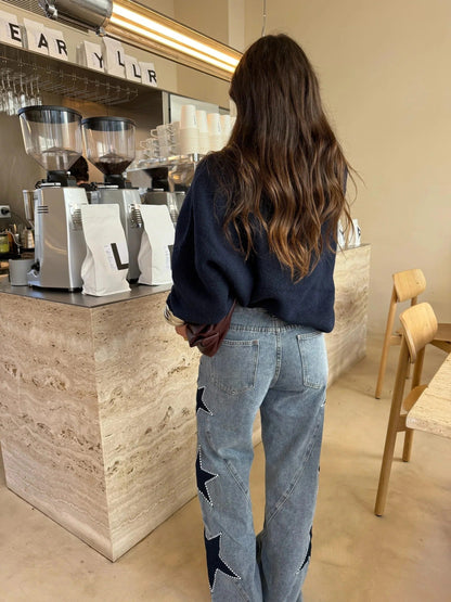 VANESA|JEANS CASUAL RECTOS DE ESTRELLAS