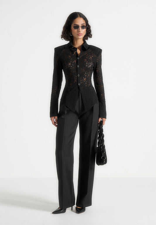 CAMISA DE ENCAJE NEGRA ELEGANTE PARA MUJER - Ada Cepeda Shop