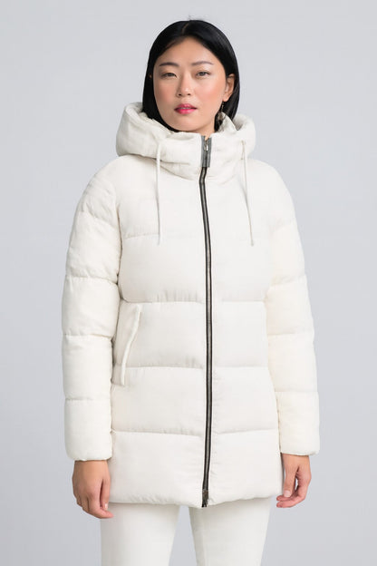 CHAQUETA ACOLCHADA LARGA CON CAPUCHA PARA MUJER - Ada Cepeda Shop