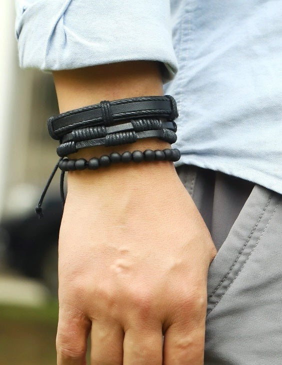 PULSERA MASCULINA MULTICAPA DE CUERO – ESTILO URBANO PREMIUM - Ada Cepeda Shop