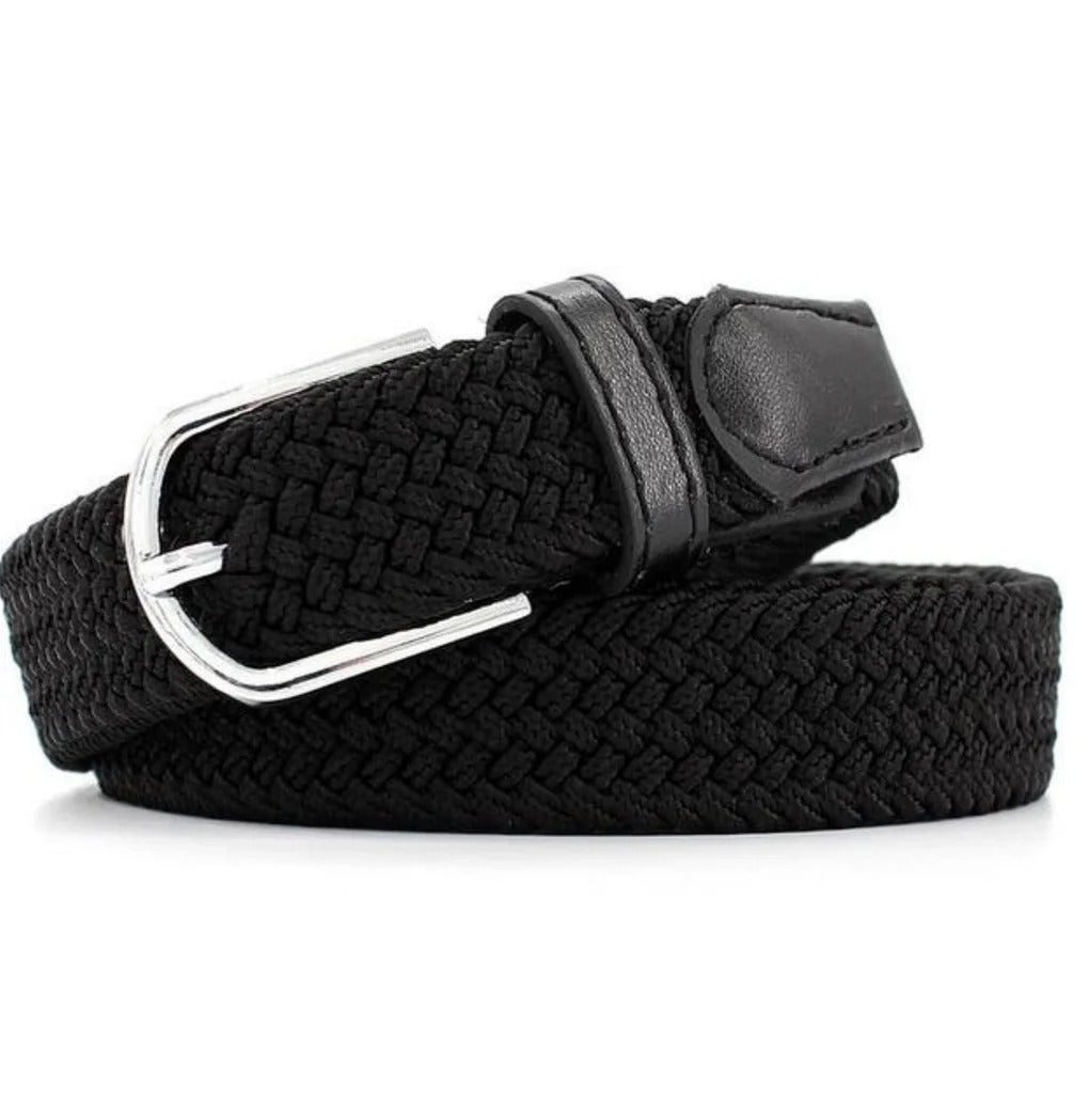CINTURÓN NEGRO TRENZADO ELÁSTICO – ESTILO URBANO Y VERSÁTIL - Ada Cepeda Shop