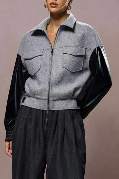 CHAQUETA HÍBRIDA DE PIEL SINTÉTICA - Ada Cepeda Shop