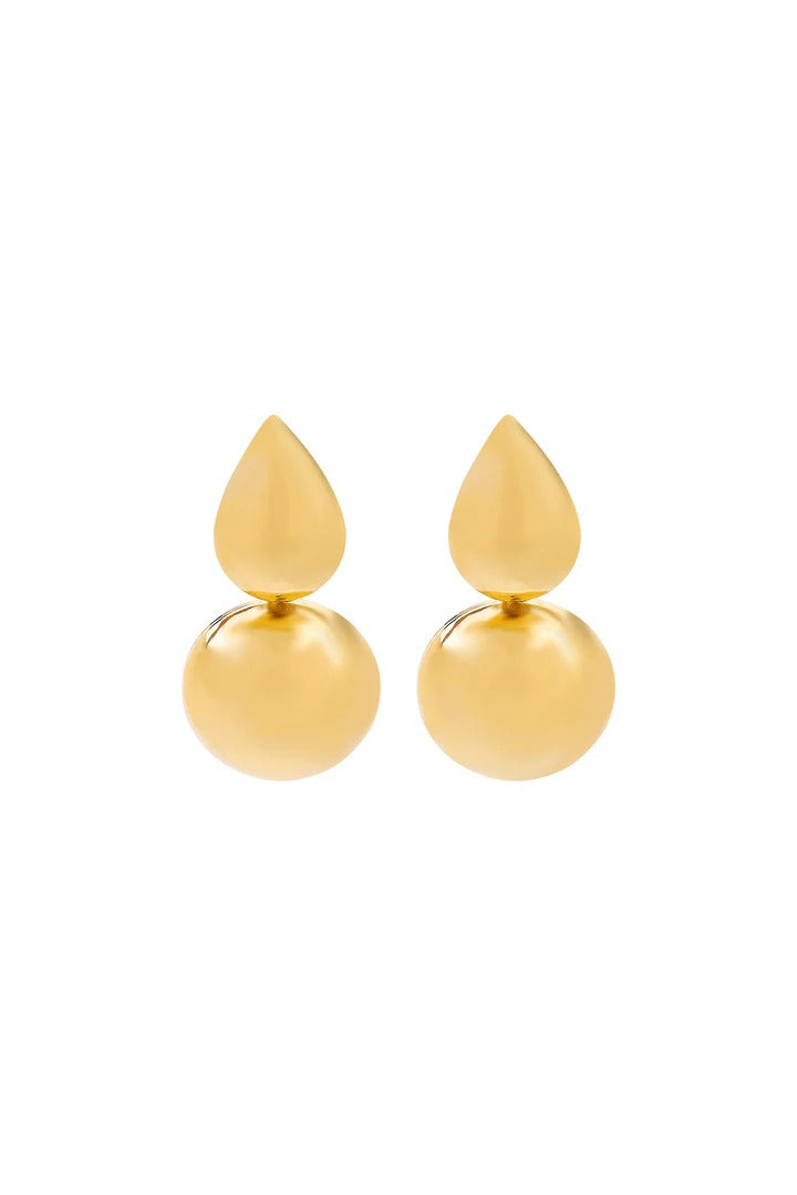 PENDIENTES DORADOS GOTA DOBLE – DISEÑO ELEGANTE Y SOFISTICADO - Ada Cepeda Shop