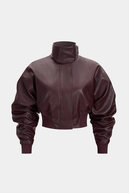 IRIS|CHAQUETA DE PIEL SINTÉTICA DE CUELLO ALTO - Ada Cepeda Shop