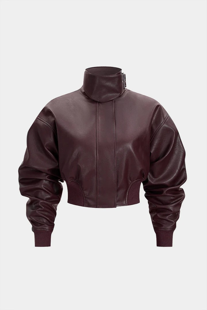 IRIS|CHAQUETA DE PIEL SINTÉTICA DE CUELLO ALTO - Ada Cepeda Shop