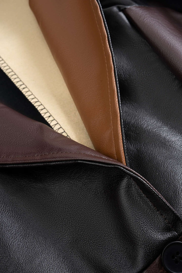 ABRIGO DE SOLAPA CON CONTRASTE DE PIEL SINTÉTICA - Ada Cepeda Shop