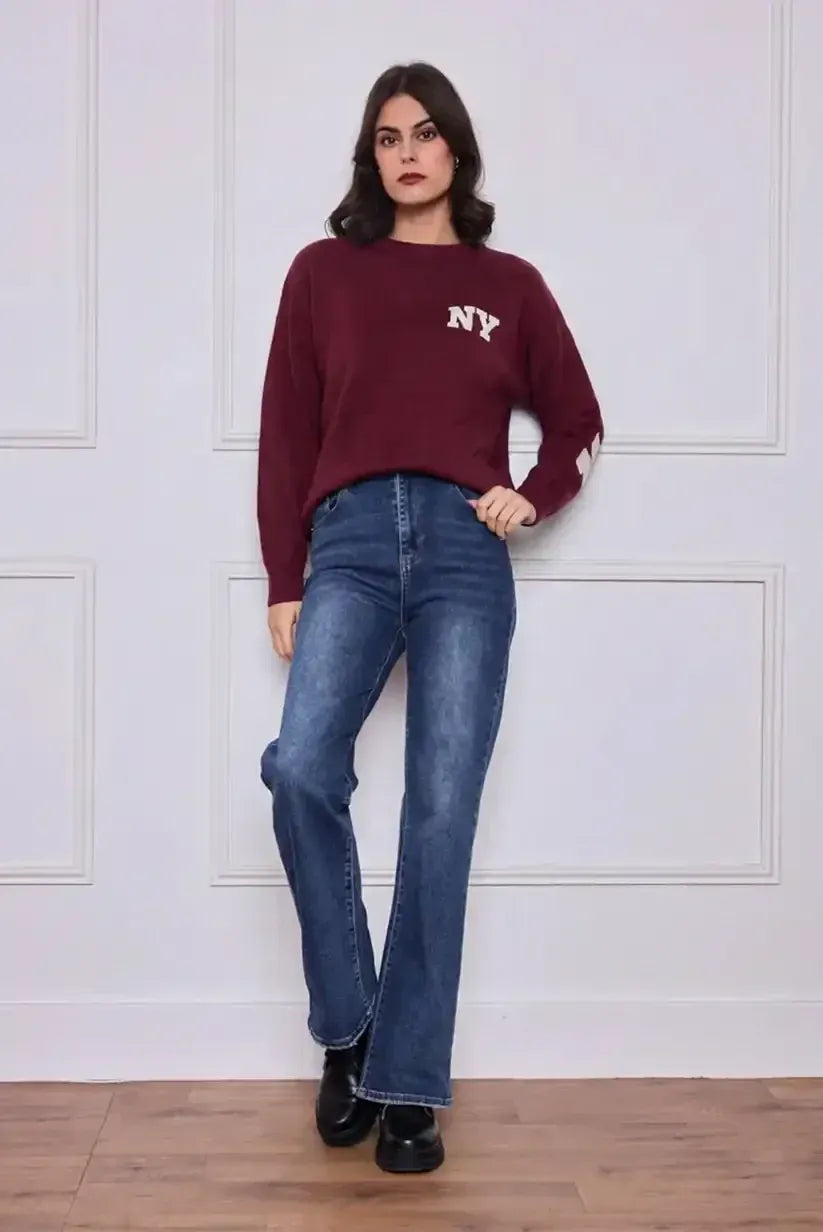 JERSEY OVERSIZE BURDEOS “NEW YORK” EST. 1992 - Ada Cepeda Shop