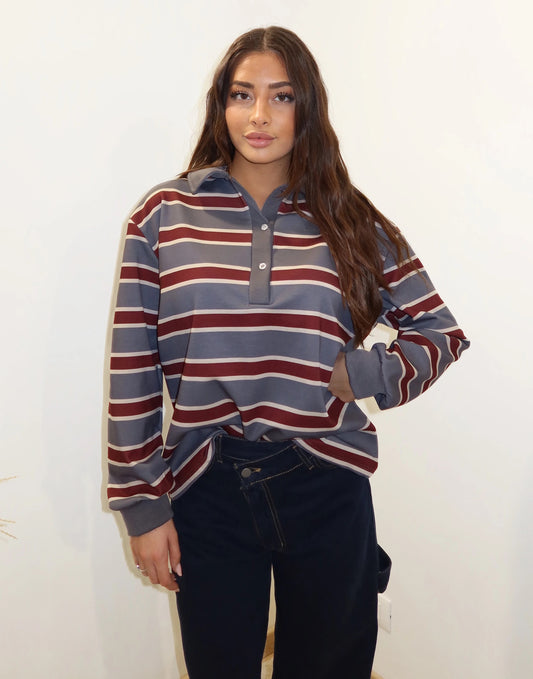 POLO DE MANGA LARGA A RAYAS MULTICOLOR - Ada Cepeda Shop