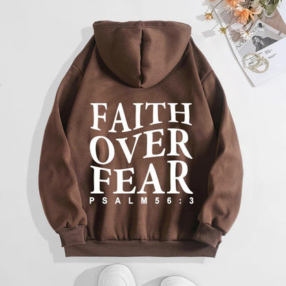 SUDADERA CON CAPUCHA FAITH OVER FEAR ESTILO INSPIRACIONAL - Ada Cepeda Shop