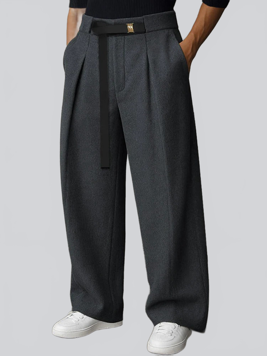 PANTALÓN DE VESTIR ANCHO DE TIRO ALTO CON CINTURÓN - Ada Cepeda Shop