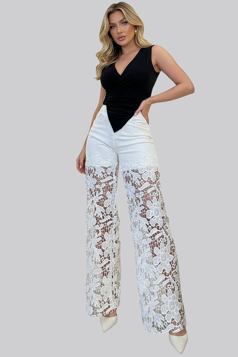 REME|PANTALÓN VAQUERO CALADO FLORES - Ada Cepeda Shop