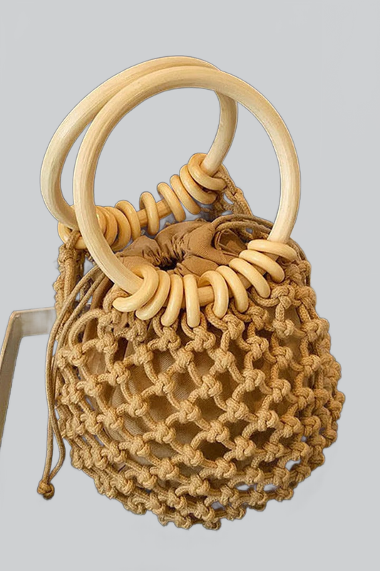 PIÑA|BOLSO DE MANO CON ASA DE MADERA - Ada Cepeda Shop