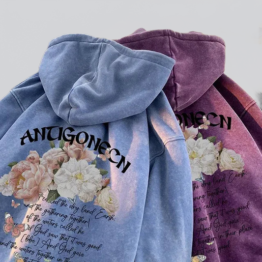 SUDADERA OVERSIZE VINTAGE CON CAPUCHA Y ESTAMPADO FLORAL - Ada Cepeda Shop