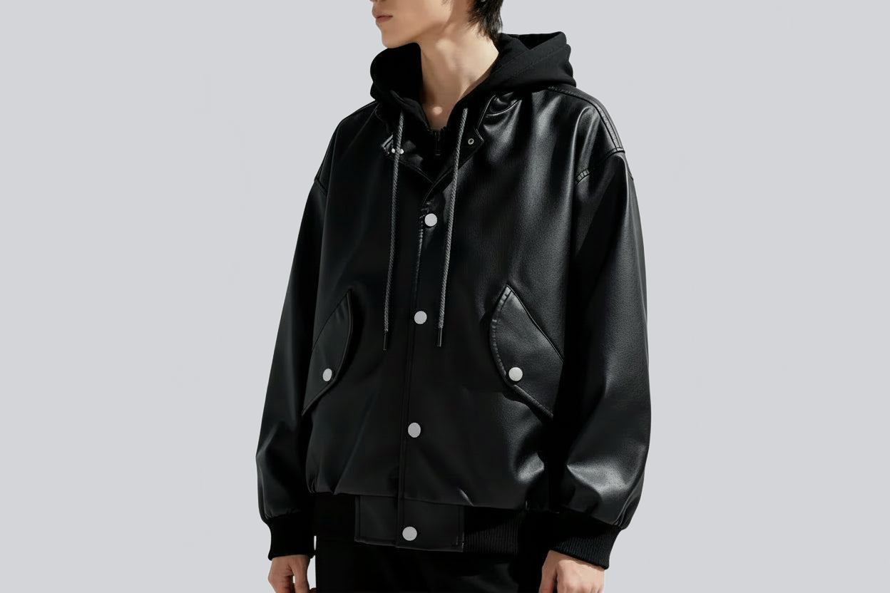 JOMP|ELEGANTE CHAQUETA DE PIEL CON CAPUCHA - Ada Cepeda Shop