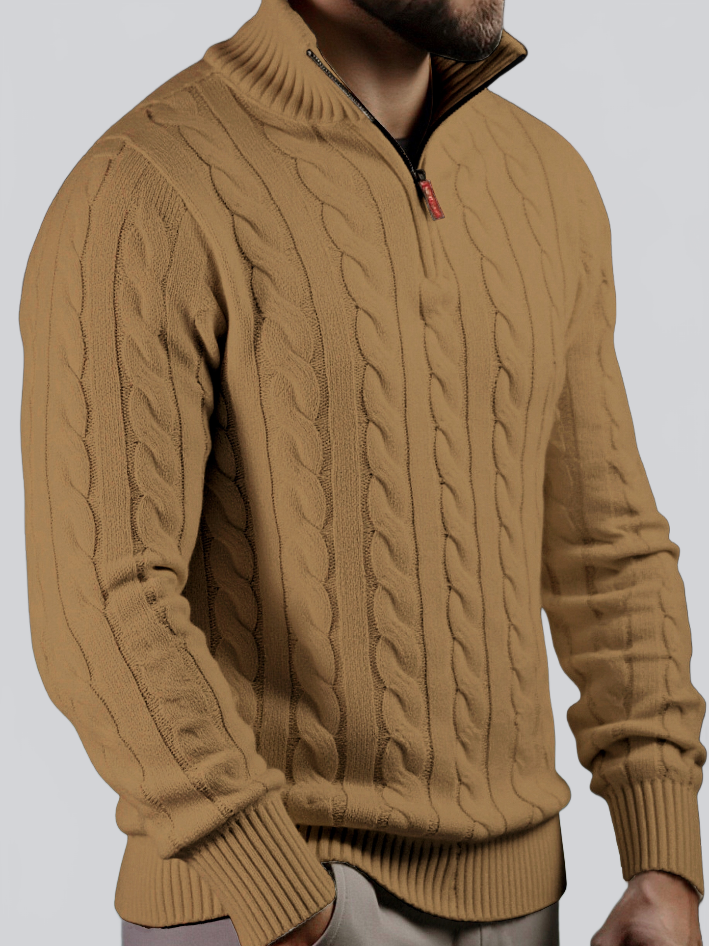 SUÉTER TEJIDO CON CIERRE Y CUELLO ALTO – ESTILO CLÁSICO - Ada Cepeda Shop