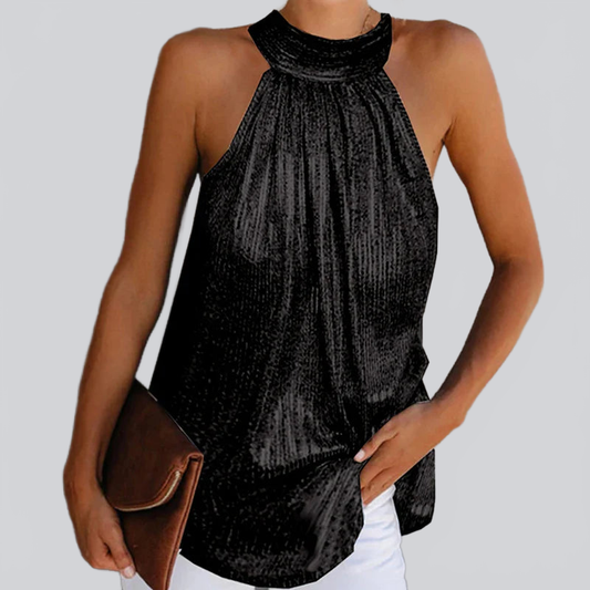 MONSTER|BLUSA HALTER SATINADA CON CAÍDA SUELTA - Ada Cepeda Shop