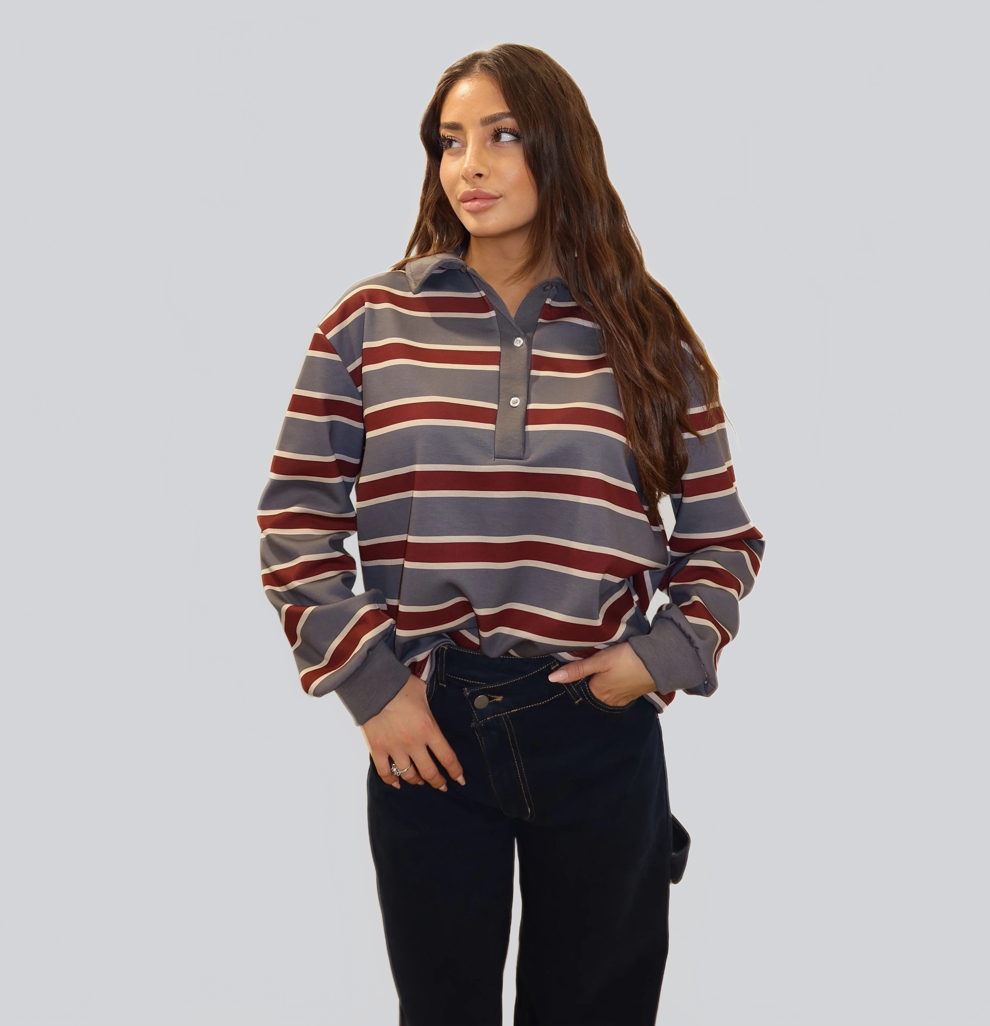 POLO DE MANGA LARGA A RAYAS MULTICOLOR - Ada Cepeda Shop