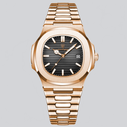 RELOJ DORADO LUXE HOMBRE – DISEÑO ELEGANTE CON ESFERA NEGRA PREMIUM - Ada Cepeda Shop