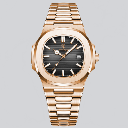 RELOJ DORADO LUXE HOMBRE – DISEÑO ELEGANTE CON ESFERA NEGRA PREMIUM - Ada Cepeda Shop