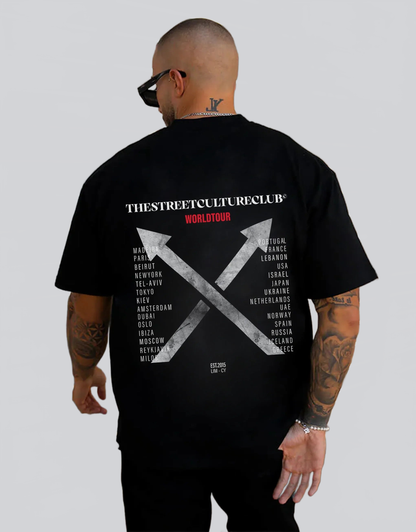 CLUB|CAMISETA NEGRA STREETWEAR WORLD TOUR – DISEÑO URBANO EXCLUSIVO - Ada Cepeda Shop