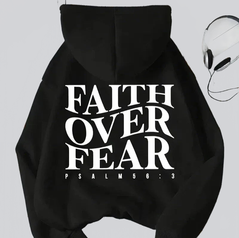 SUDADERA CON CAPUCHA FAITH OVER FEAR ESTILO INSPIRACIONAL - Ada Cepeda Shop