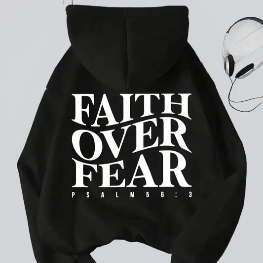SUDADERA CON CAPUCHA FAITH OVER FEAR ESTILO INSPIRACIONAL - Ada Cepeda Shop
