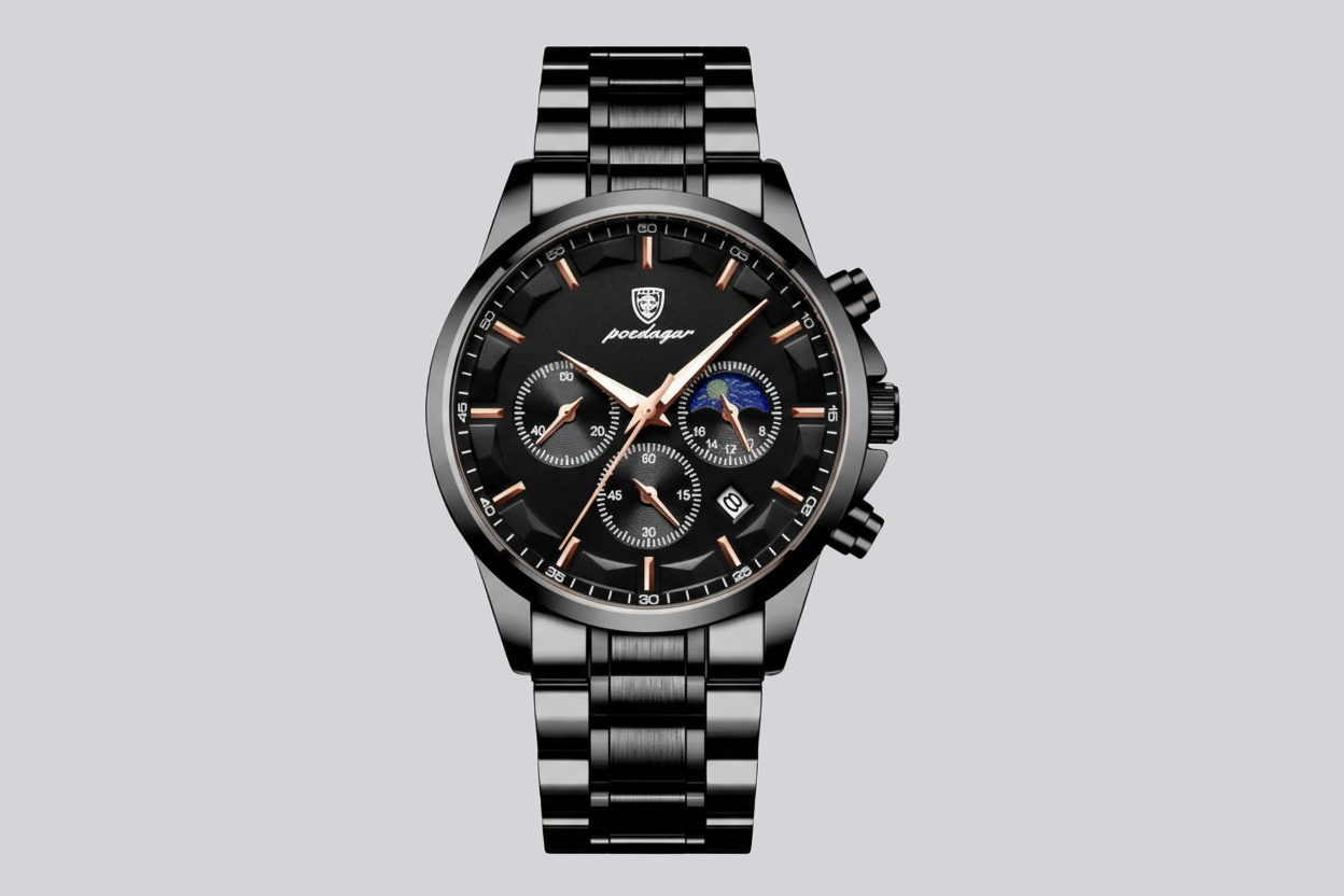 RELOJ PREMIUM DE ACERO NEGRO PARA HOMBRE - Ada Cepeda Shop