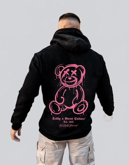OSLO|SUDADERA NEGRA STREETWEAR CON CAPUCHA TEDDY GRAFFITI – ESTILO URBANO EXCLUSIVO - Ada Cepeda Shop