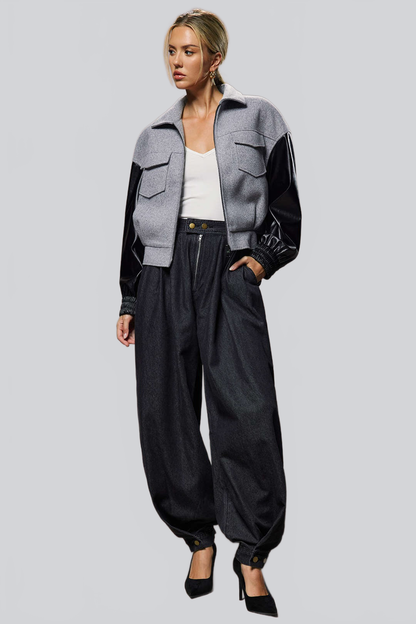 CHAQUETA HÍBRIDA DE PIEL SINTÉTICA - Ada Cepeda Shop