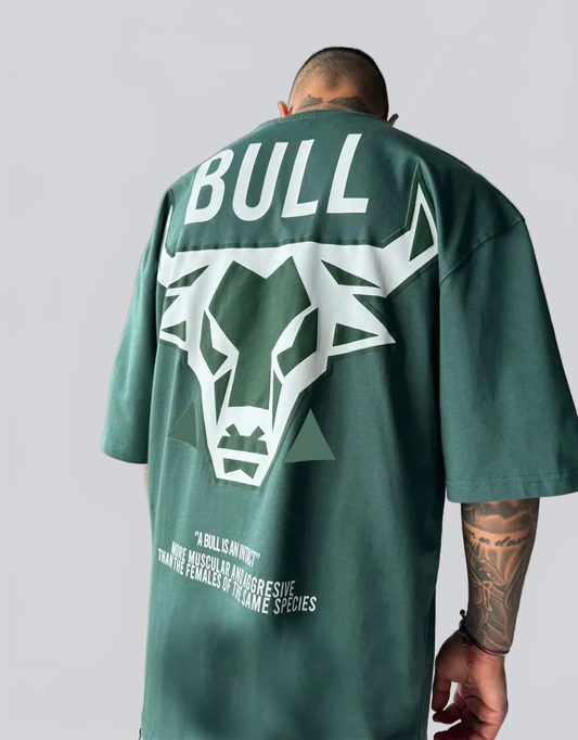 TORETO|CAMISETA VERDE STREETWEAR BULL – DISEÑO OVERSIZE CON ESTAMPADO TRASERO - Ada Cepeda Shop