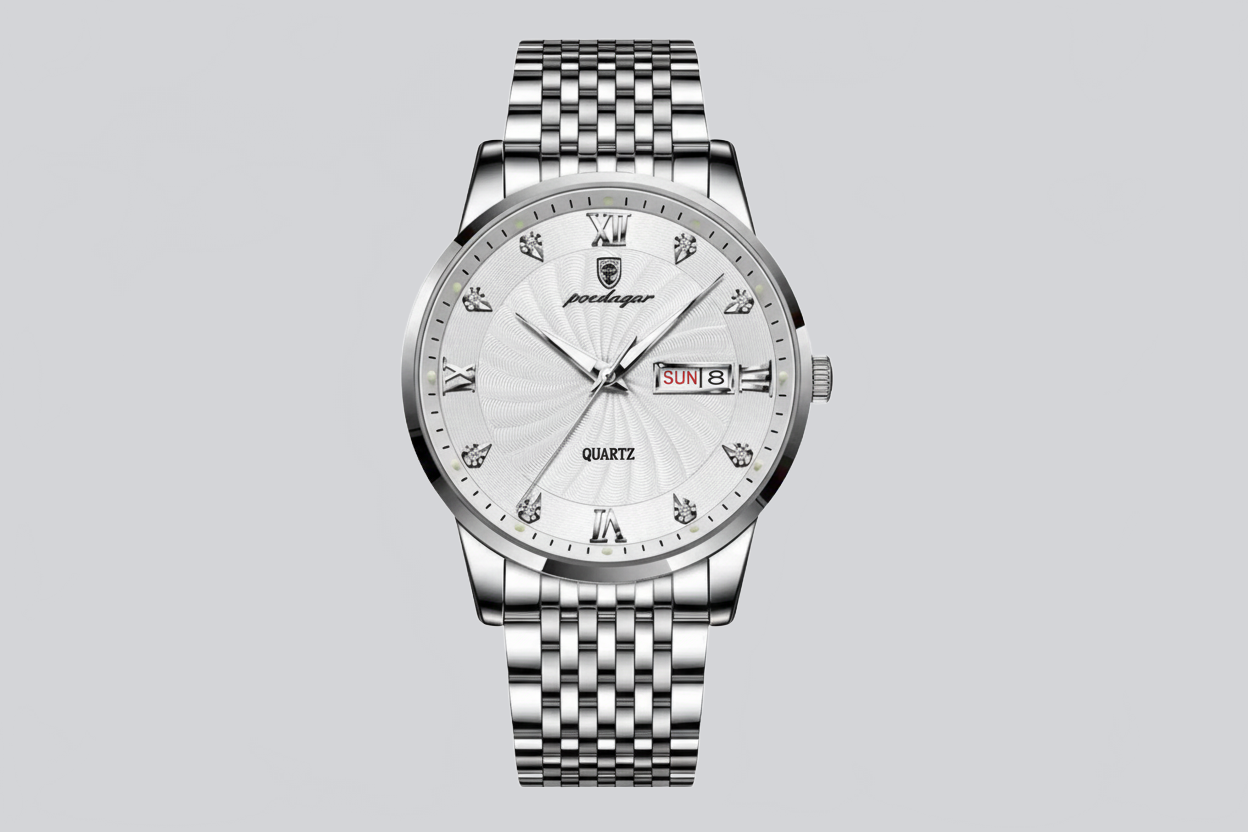 RELOJ ELEGANTE DE HOMBRE CON BRAZALETE DE ACERO PREMIUM - Ada Cepeda Shop