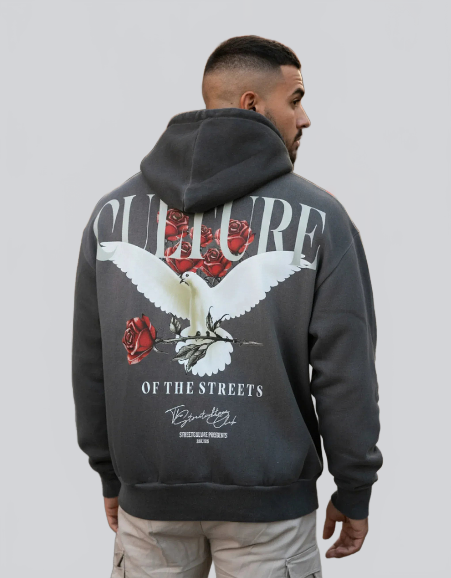 ROSE|SUDADERA GRIS OSCURA STREETWEAR CON CAPUCHA - Ada Cepeda Shop